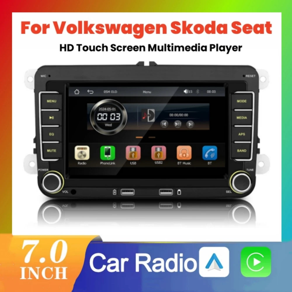 7" 2 Din HD Car Media Video RDS Airplay Car Radio CarPlay Android Auto Stereo Audio For Vo | AUTOKITSHOP