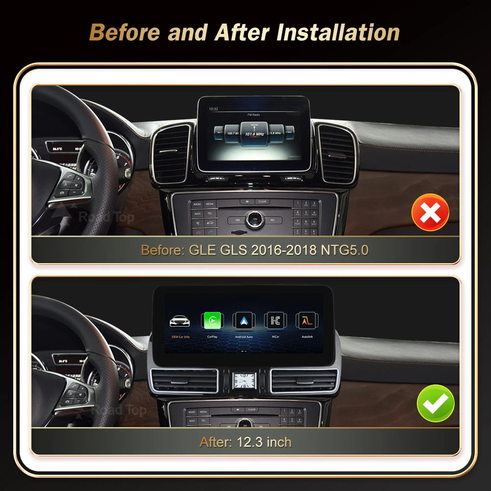12.3' RoadTop Wireless CarPlay Android Auto Multimedia Display linux Screen for Mercedes-B