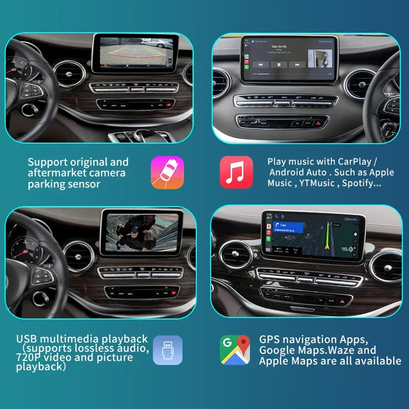 Wireless CarPlay for Mercedes Benz V-Class W447 2014-2018 Vito Viano, with Android Auto Mi
