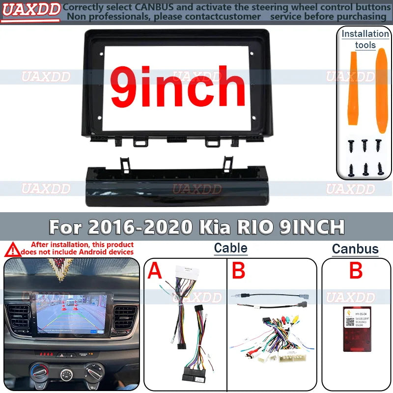 Cadre Radio for 2016-2020 Kia Rio 9inch 2 Din Lecteur Voiture DVD Carte Prada Panneau Audi