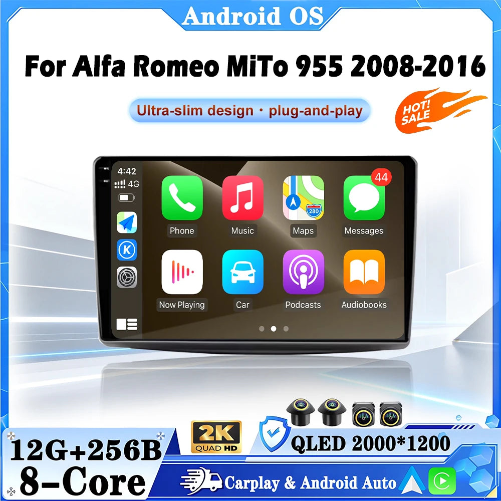 9 inch For Alfa Romeo MiTo 955 2008-2016 Android Smart System Car Multimedia Video Radio P