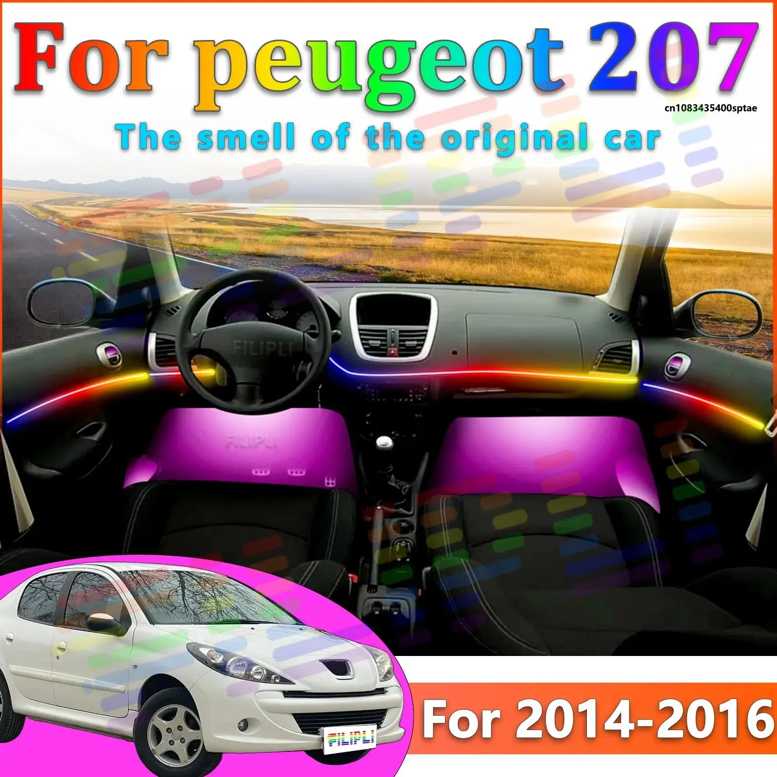 64 RGB - Neon Strip - for Peugeot - App Control - Car Interior Lighting | AUTOKITSHOP