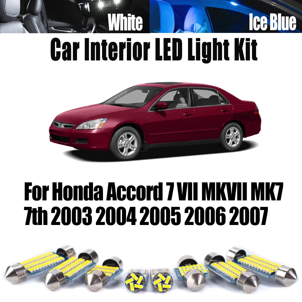 17-Piece LED Interior Light Kit for Honda Accord 7 VII MKVII MK7 7th 2003- 2005 - Canbus Dome Map Door Trunk Bulbs | ...