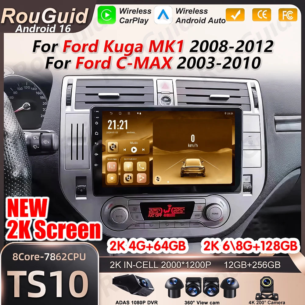 Car Radio Auto Wireless Carplay For Ford Kuga MK1 C-MAX CMAX 2003 2004 2005 2006 -2012 And | AUTOKITSHOP