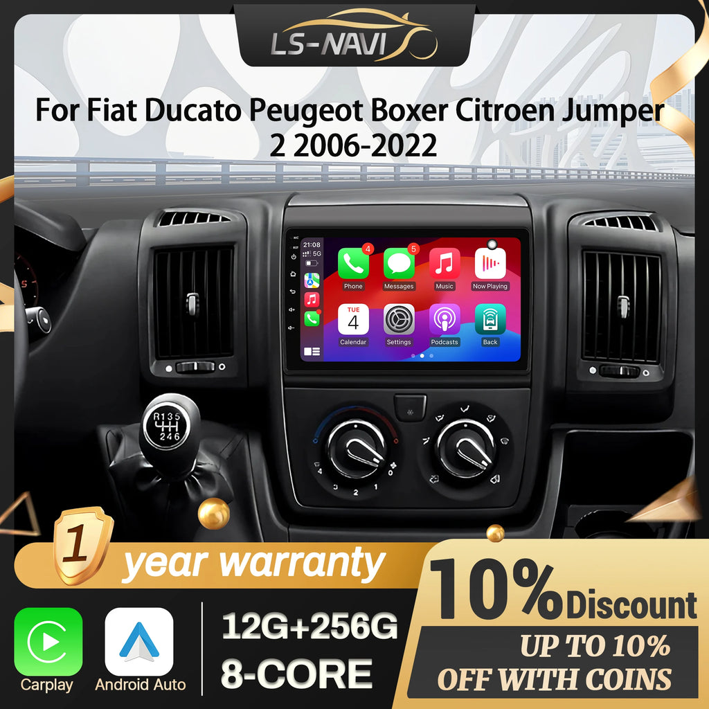 For Fiat Ducato Peugeot Boxer Citroen Jumper 2 2006-2022 Android 14 Car Radio Multimedia W