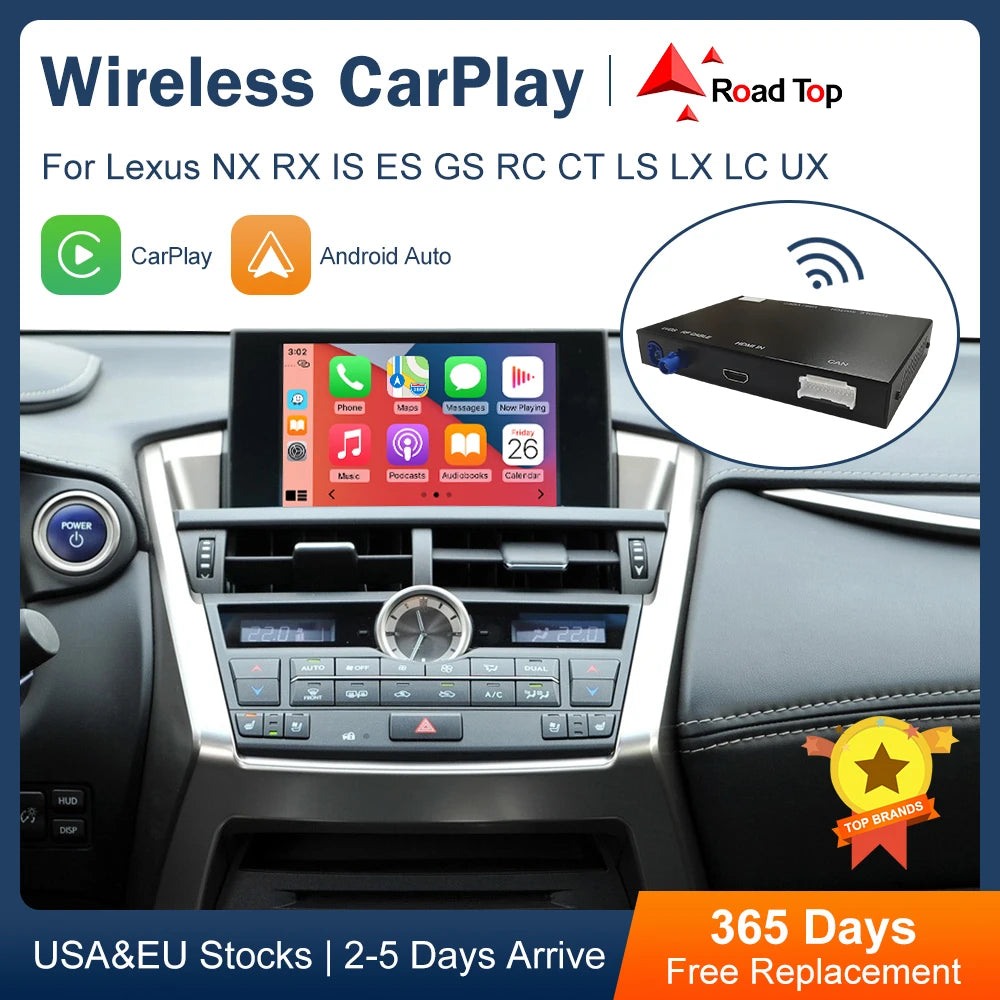 Wireless CarPlay Android Auto for Lexus NX RX IS ES GS RC CT LS LX LC UX GX 2014-2019, wit | AUTOKITSHOP