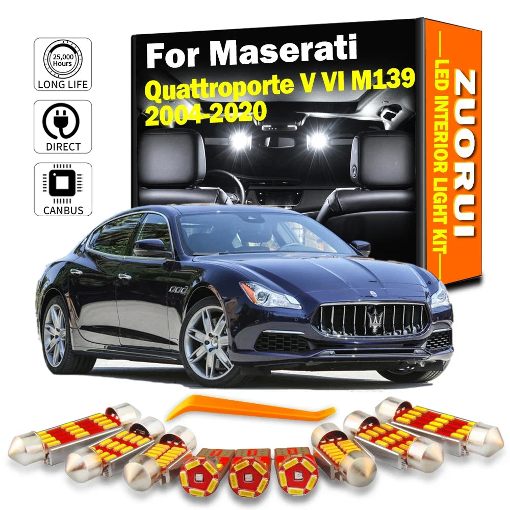 LED Interior Light Kit for Maserati Quattroporte V VI M139 2004-2020 - Canbus Dome Map Door Trunk Bulbs | AUTOKITSHOP