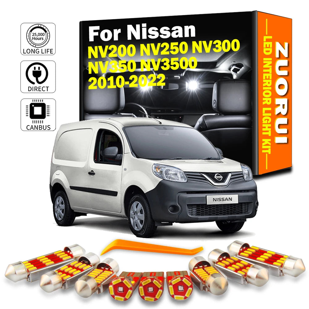 LED Interior Light Kit for Nissan NV200 NV250 NV300 NV350 NV3500 2010-2022 - Canbus Dome Map Door Trunk Bulbs | AUTOK...