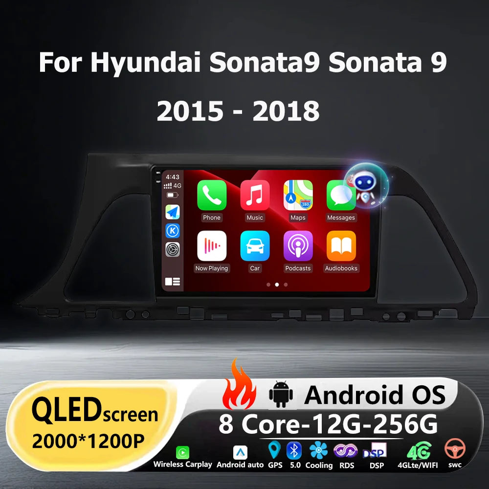 Wireless Carplay For Hyundai Sonata9 Sonata 9 2015-2018 Android 16 Auto Car Radio Multimed