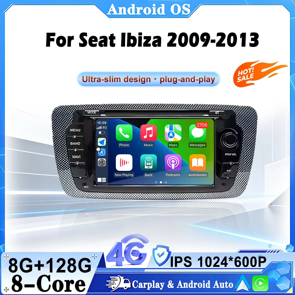 Car intelligent system For Seat Ibiza 2009-20 Android Navigation GPS Wireless CarPlay Car