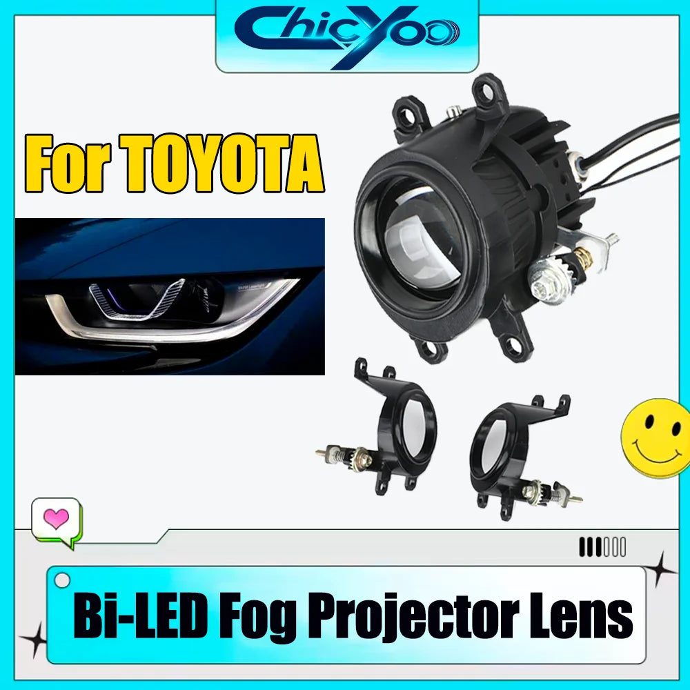 For Toyota 2.0 Inch Bi-LED Projector Lenses Fog Lamp 6000K White 3000K Yellow 4300K Warm W