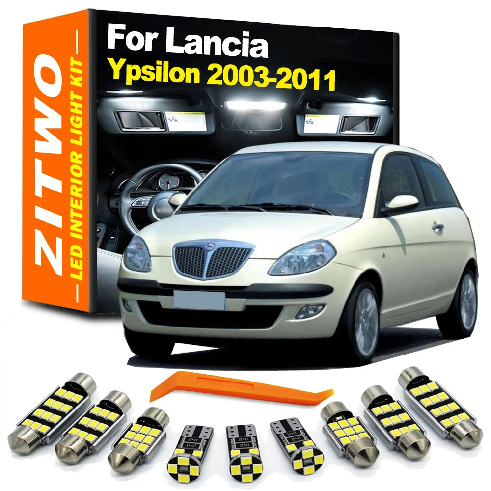 ZITWO 8Pcs LED Interior Dome Map Reading Trunk Light Kit For Lancia Ypsilon 2003 2004 2005 2006 2007 2008 2009 2010 2011 Canbus