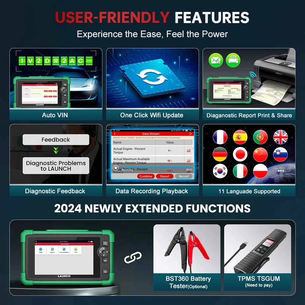 2025 LAUNCH X431 CRP919 EV New Energy Car Diagnostic Tools CAN FD DOIP OBD Scanner All Sys
