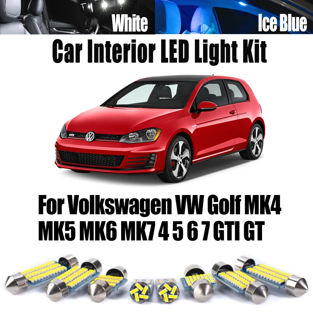 LED Interior Light Kit for Volkswagen VW Golf MK4 MK5 MK6 MK7 4 5 6 7 GTI GT Map Dome Luggage Lamp - Canbus Error-Fre...