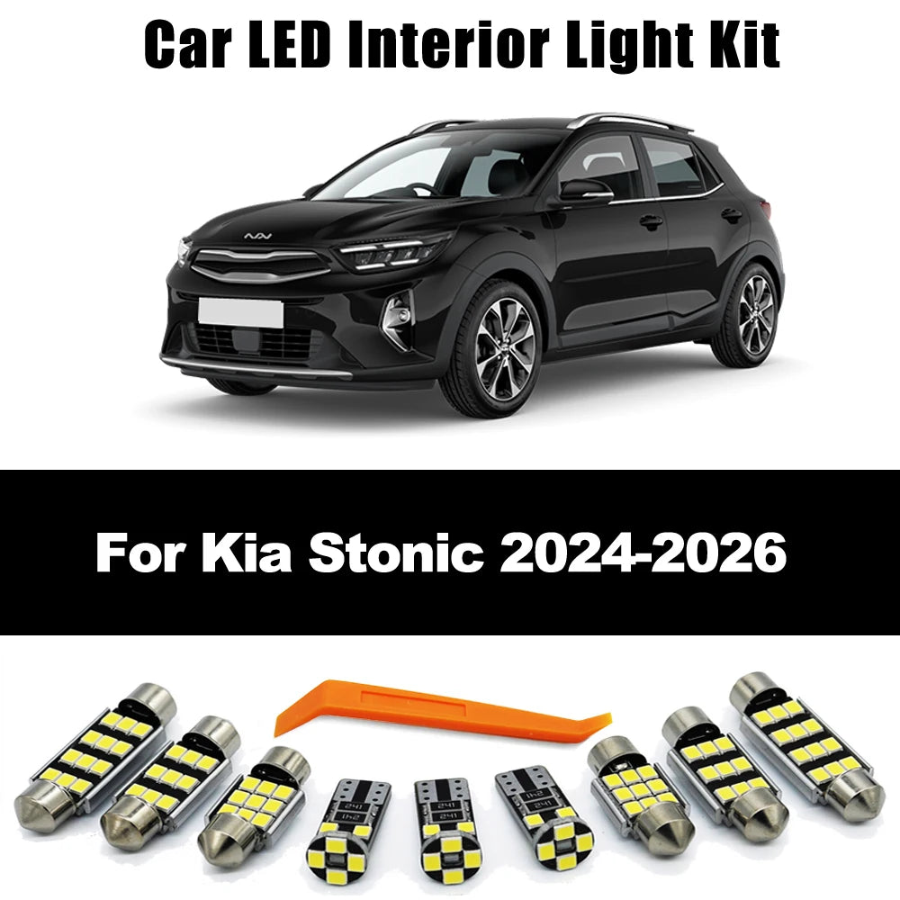 ZITWO 11Pcs For Kia Stonic 2024 2025 2026 LED Interior Reading Dome Map Trunk Plate Light Car Bulbs Kit Canbus No Error