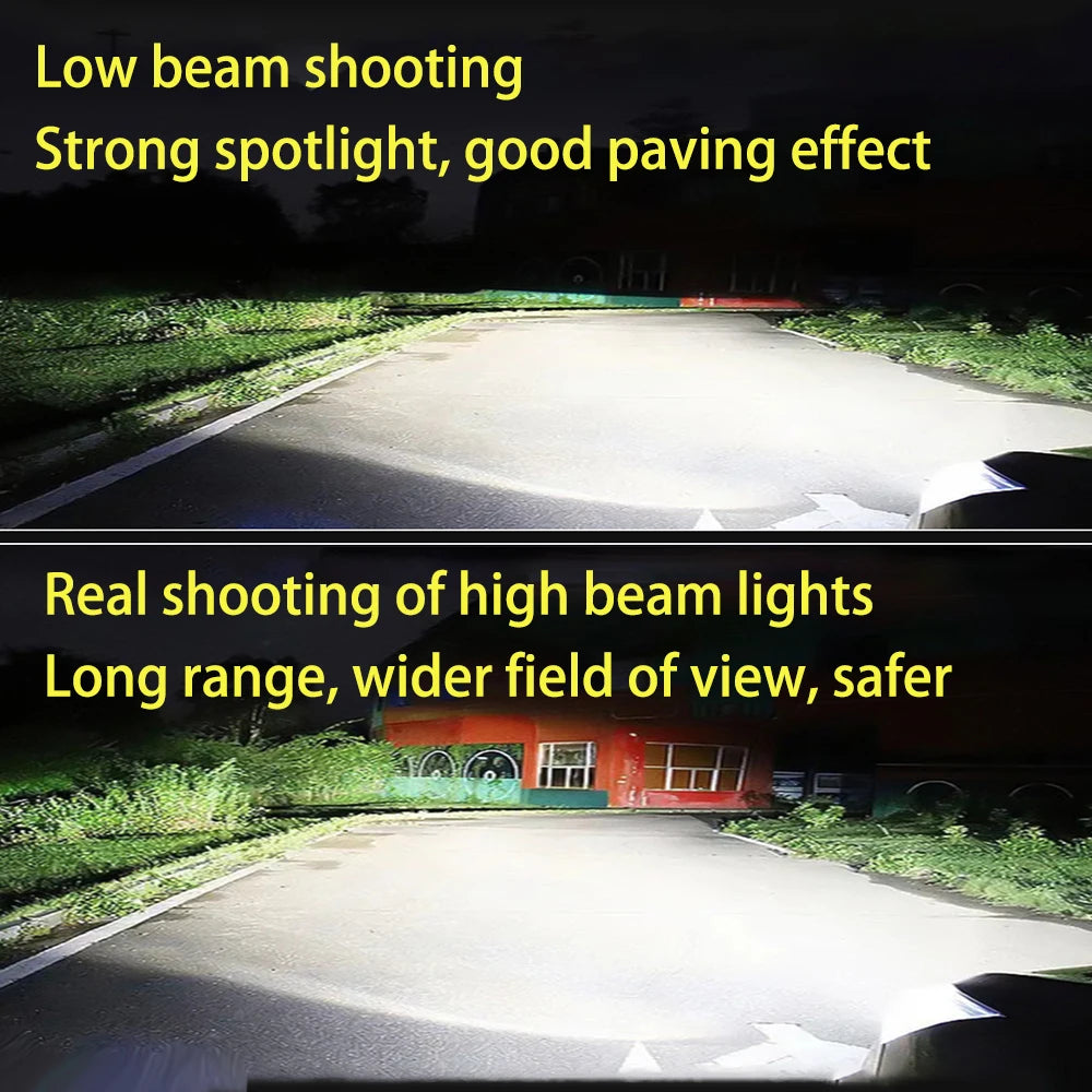 H4 Bi LED Projector Lens Headlight 30000LM 6000K Conversion High Low Beam Mini Dual Lens B