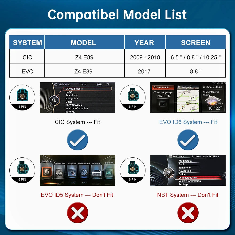 Road Top Wireless CarPlay Android Auto for BMW Z4 E89 CIC EVO System 2009-2018, with Airpl | AUTOKITSHOP