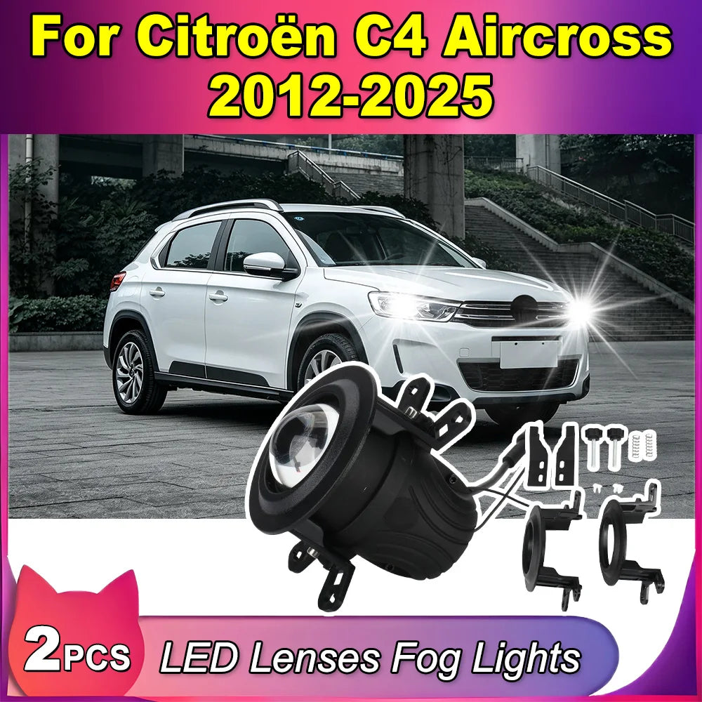2-inch LED Driving Fog Lamps Kit Projector Spotlight Lens New LED Lenses Fog Lights With S