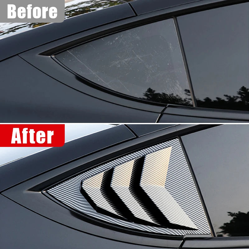 For Tesla Model Y 2021 2022 2023 2024 Carbon Fiber Car Rear Window Blinds Side Tuyere Louvers Ac - Automotive LED Light