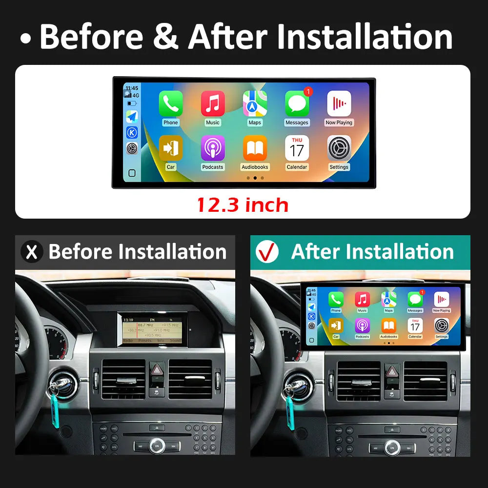 FOR BENZ GLK X204 2009 2010 2011 2012 Wireless Carplay GPS Navigation Android 15 QLED Touc | AUTOKITSHOP