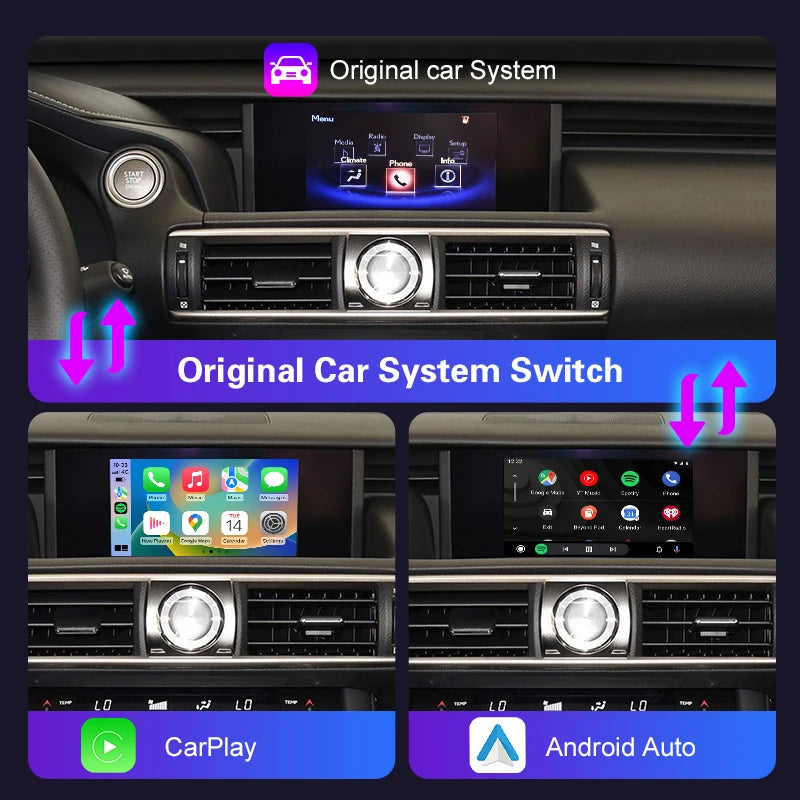 Latest Wireless CarPlay for Lexus IS 2014-2019, with Android Auto MirrorLink AirPlay Car P