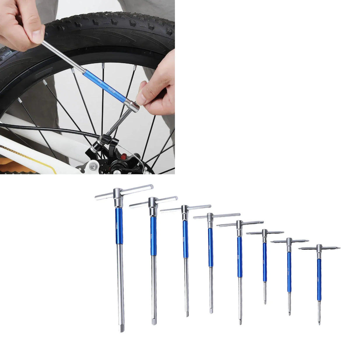 Motorcycle T Handle Wrench Set 2mm 2.5mm 3mm 4mm 5mm 6mm 8mm 10mm Non Slip Metric T Handle Spinn - Automotive LED Light
