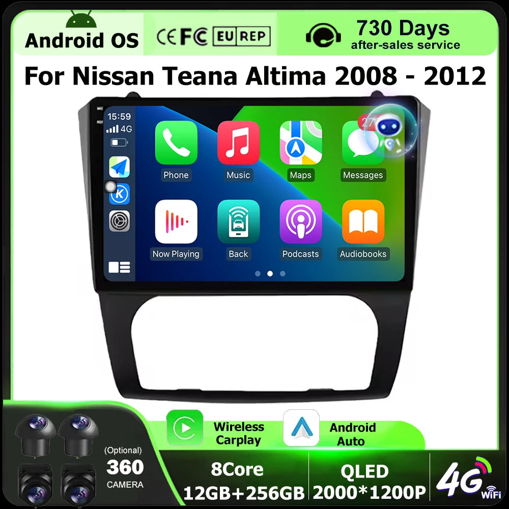 Wireless Carplay For Nissan Teana Altima 2008 - 2012 Android 16 Auto Car Radio Multimedia