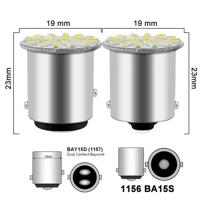 2/10Pcs 12V LED Bulb 1156 BA15S R5W R10W 1157 BAY15D 3014 22 SMD Truck Turn Signal Lights