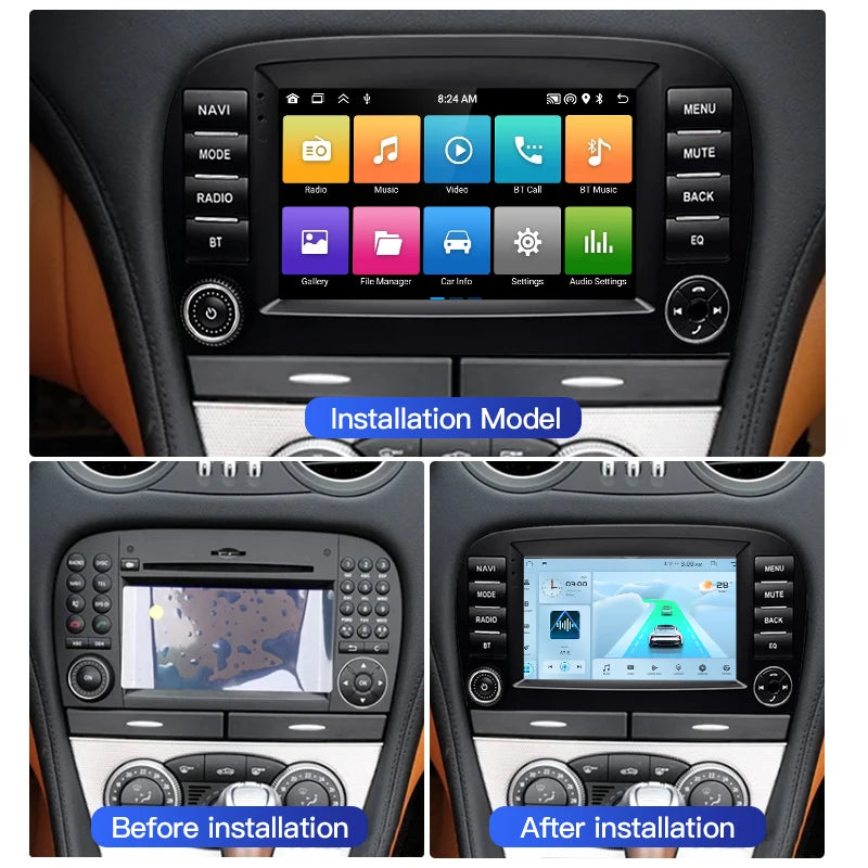 SZLELV Android Auto Bluetooth For Mercedes Benz SL R230 SL350 SL500 2006-2011 4G Multimedi