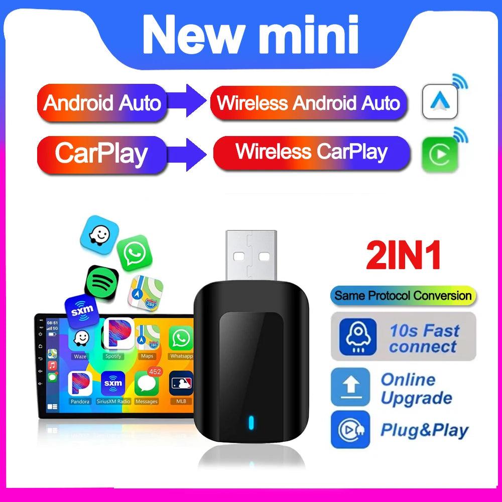 Carplay Android Auto Wireless Adapter for Toyota Mazda Nissan Camry Suzuki Subaru Citroen