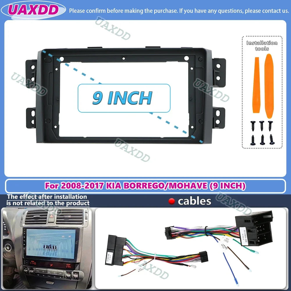 For 2008-2017 KIA BORREGO MOHAVE 9INCH Car stereo radio Android frame panel fascia cable v