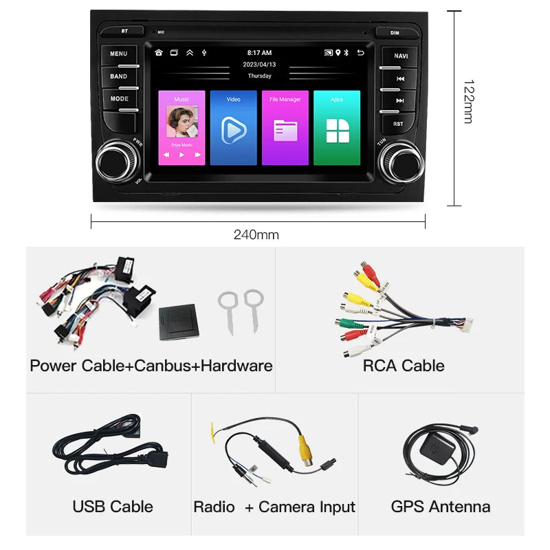 SZLELV For Audi A4 B7 B6 S4 RS4 SEAT Exeo Android 15 Car Multimedia Radio Player Wireles C