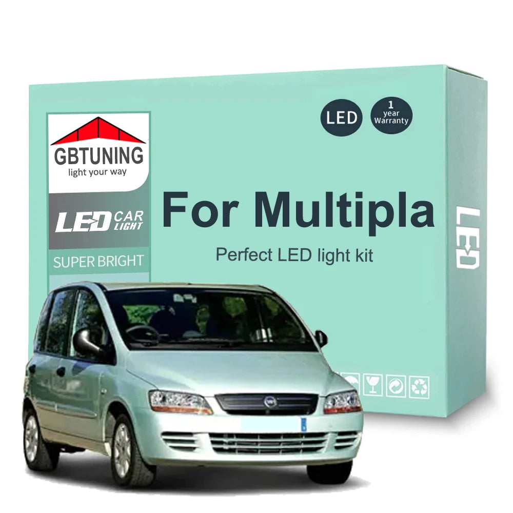 8-Piece LED Interior Light Kit for Fiat Multipla 1999-2005 - Canbus Dome Map Door Trunk Bulbs | AUTOKITSHOP