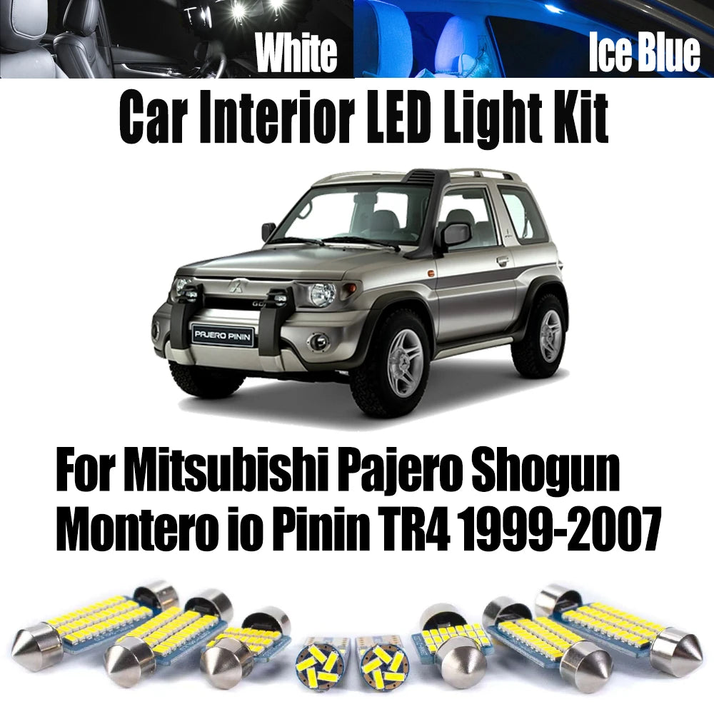 11-Piece LED Interior Light Kit for Mitsubishi Pajero Shogun Montero io Pinin TR4 1999-2007 - Canbus Dome Map Door Tr...