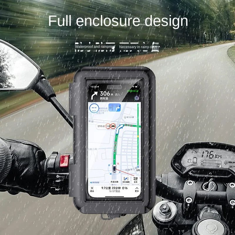 Motorcycle Phone Holder Support Moto Bicycle Waterproof Case Handlebar Stand Case Mount Waterpro - Automotive LED Light