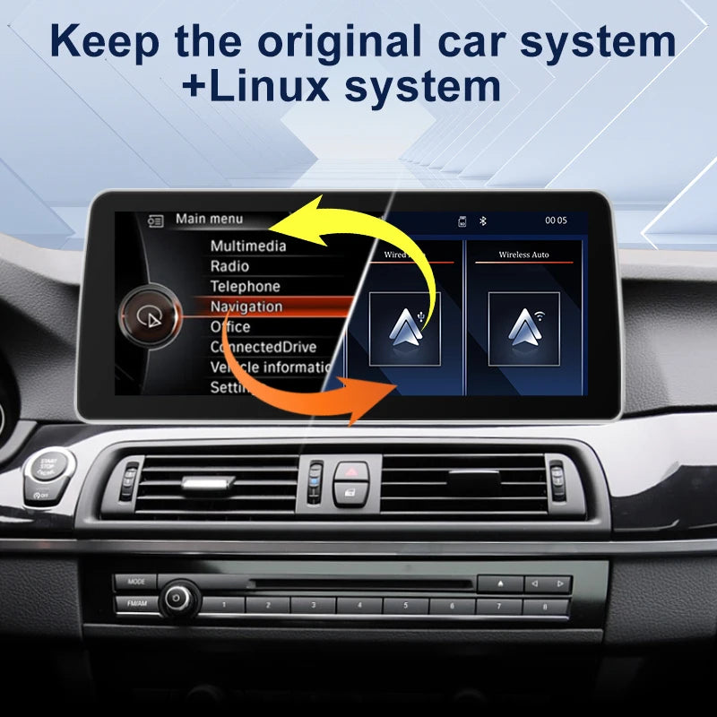 Wireless Carplay Android Auto Display Touch Screen For BMW 5series 520Li 523 525 530 F10 F