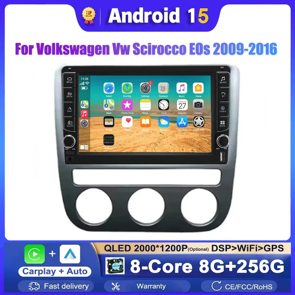 Android 15 For Volkswagen VW Scirocco EOS 2009-2016 Car Radio Multimedia 4G WIFI Carplay G | AUTOKITSHOP