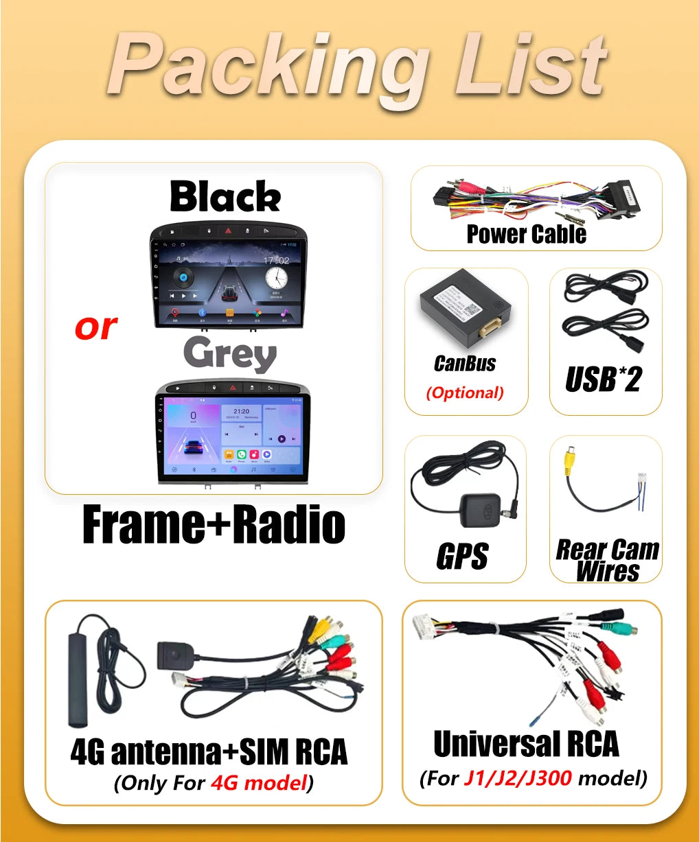Android 16 Car Radio For Peugeot 308 308SW 408 2007 2008 2009 2010 2011 - 2020 Carplay Vid | AUTOKITSHOP