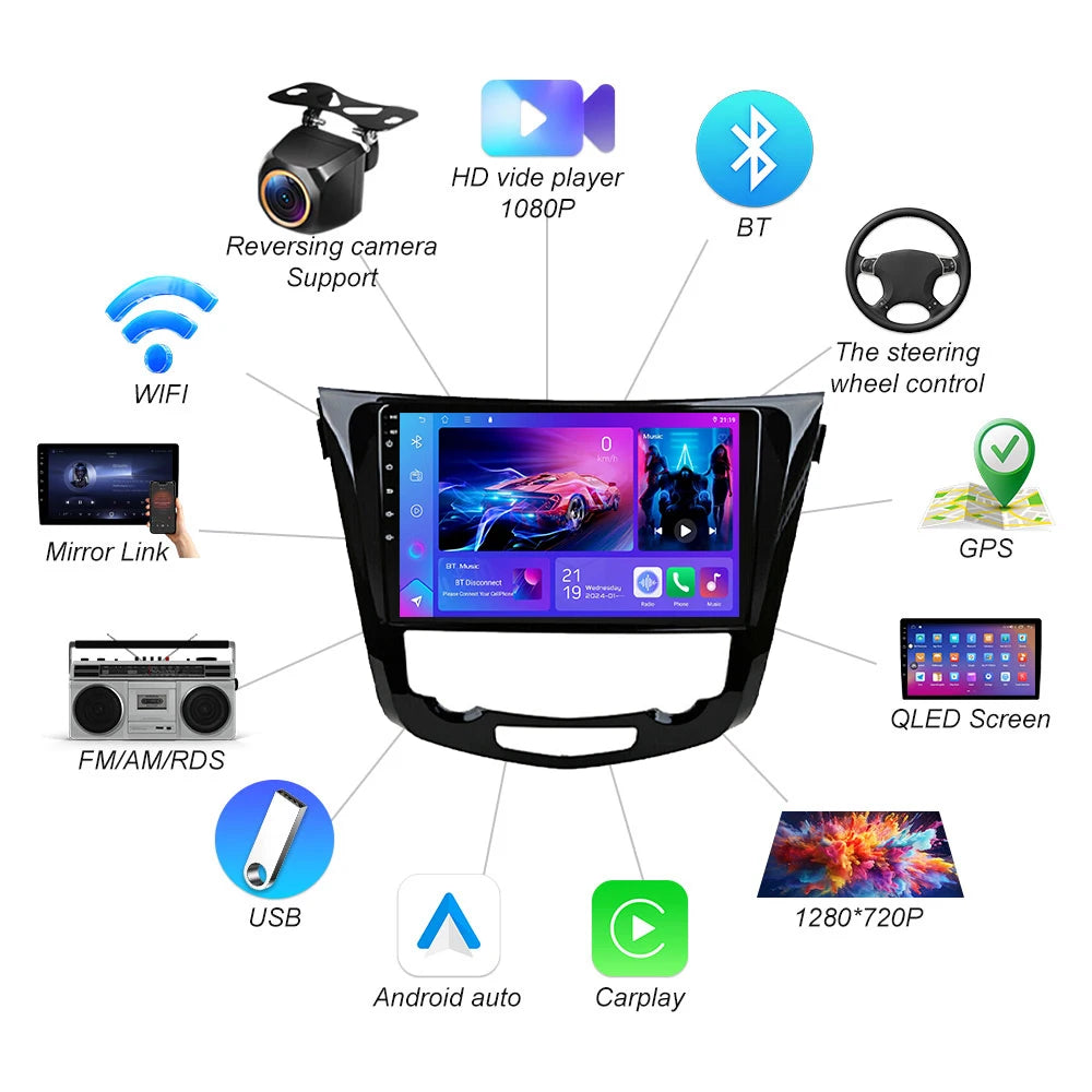 Android 16 Carplay Auto For Nissan X-trail Xtrail X - Trail 3 T32 2013-2022 Qashqai 2 J11  | AUTOKITSHOP