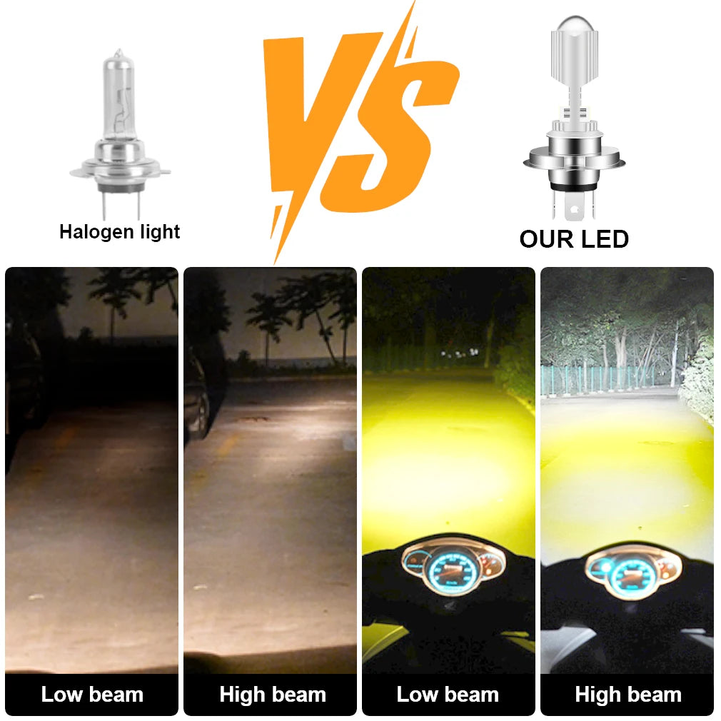 H4 LED Headlight Motorcycle 60W 4000LM Light Blubs BA20D H6 P15D LED Light 3570 CSP Fog He