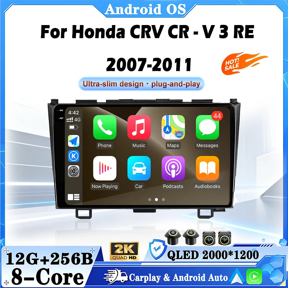 Android 16 Auto For Honda CRV CR-V 3 RE 2007-2011 Car Radio Multimedia Video Player Naviga