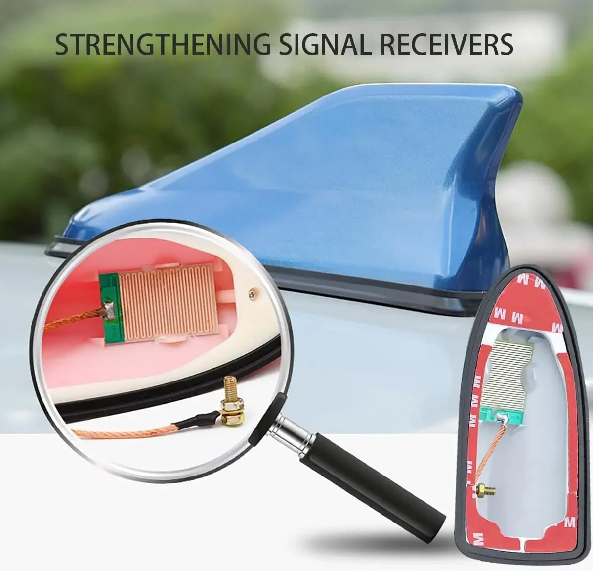 Car Shark Fin Antenna Cover Universal Carbon Fiber Look Radio Signal Aerials Roof Exterior Acces - Automotive LED Light