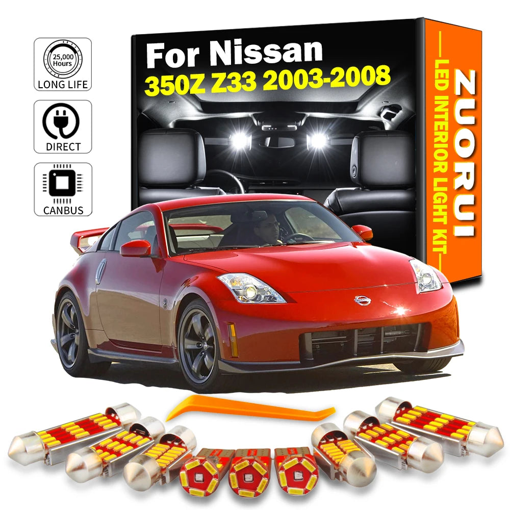 12-Piece LED Interior Light Kit for Nissan 350Z Z33 - Canbus Error-Free Bulbs | AUTOKITSHOP