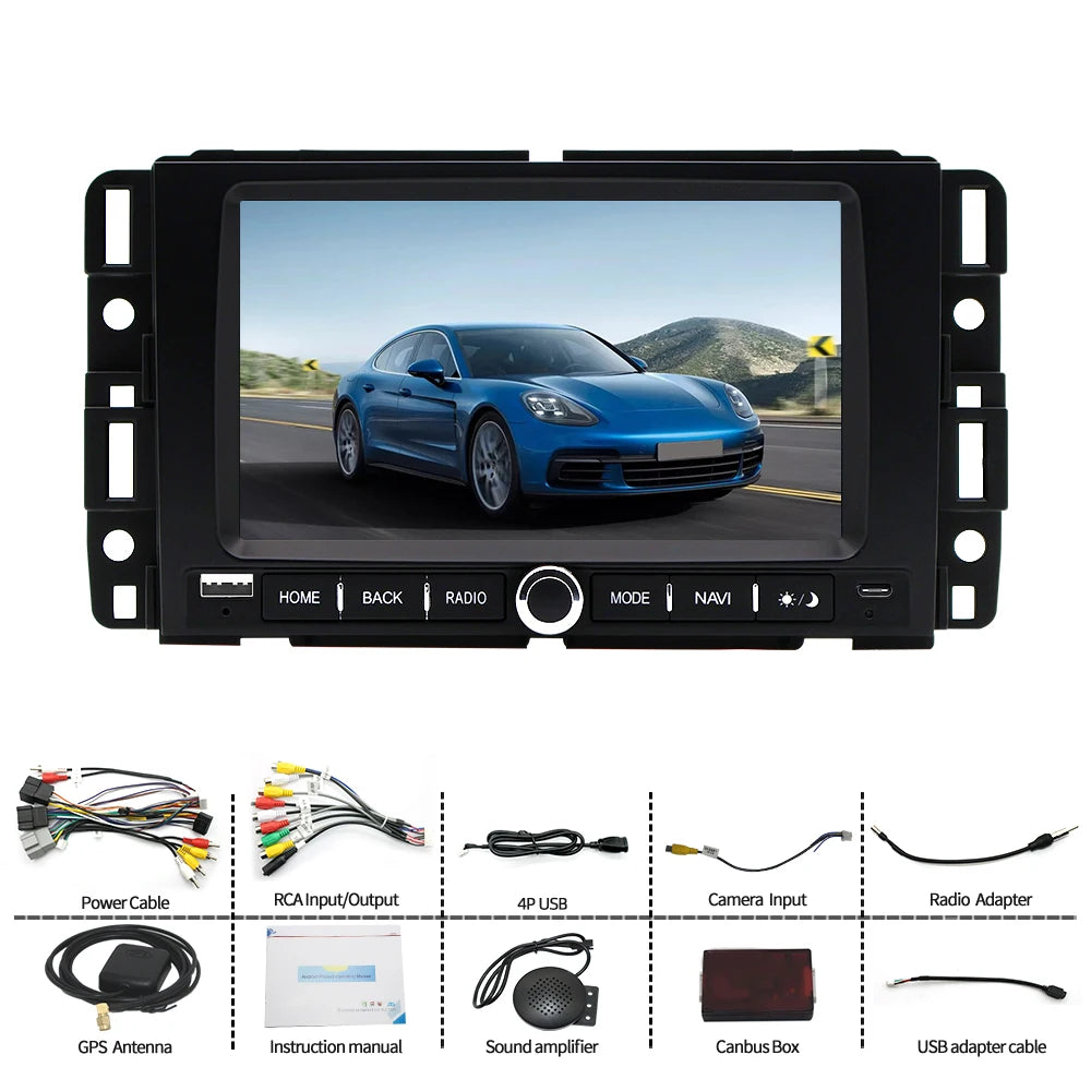 7" Car Radio GPS For GMC 2008-2012 Wireless CarPlay Android Auto Bluetooth Steering Control - 2GB 64GB
