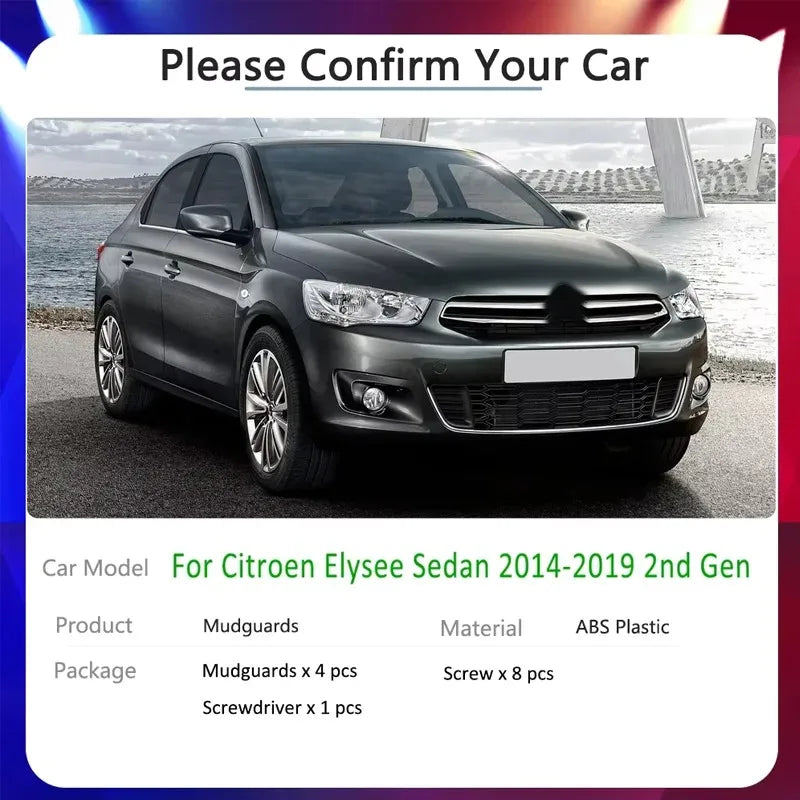 For Citroen Elysee 2014~2019 2015 2016 2017 Car Mud-Flaps Fender Mudguards Mudflap Slapsh  | AUTOKITSHOP