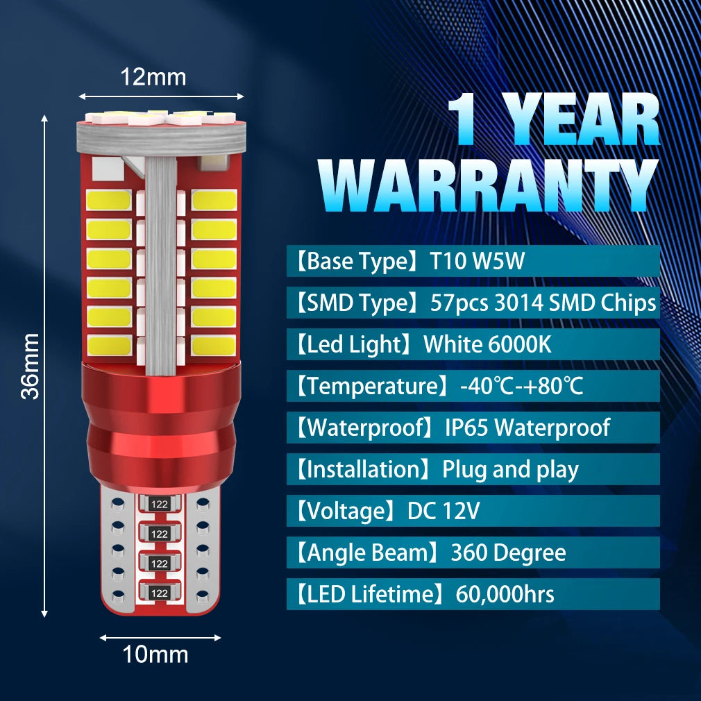 LED Interior Light Kit for W5W T10 - Canbus Error-Free Interior Bulbs