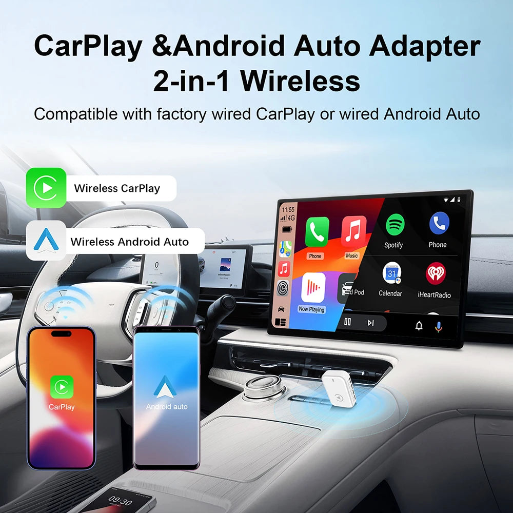2025 New Wireless Android Auto Adapter Wired to Wireless Carplay Smart Box USB Plug and Pl | AUTOKITSHOP