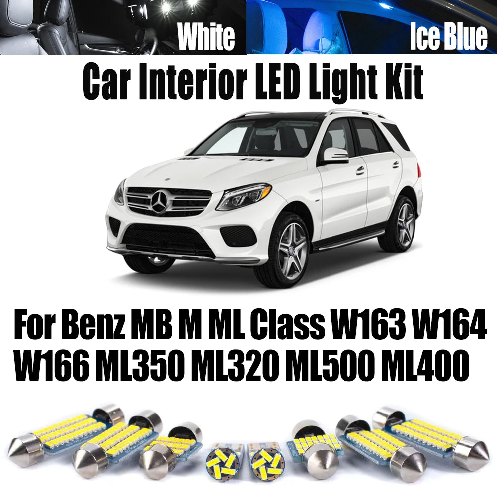 LED Interior Light Kit for Mercedes Benz MB M ML Class W163 W164 W166 ML350 ML320 ML500 ML400 Indoor Bulbs Canbus No ...