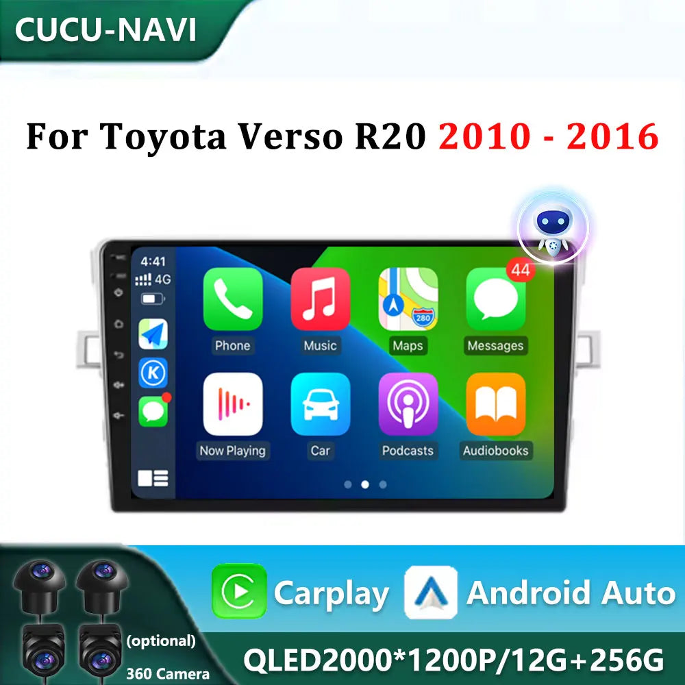 Carplay for Toyota Verso R20 2010 - 2016 Android Intelligent System GPS Navi Video Multime | AUTOKITSHOP