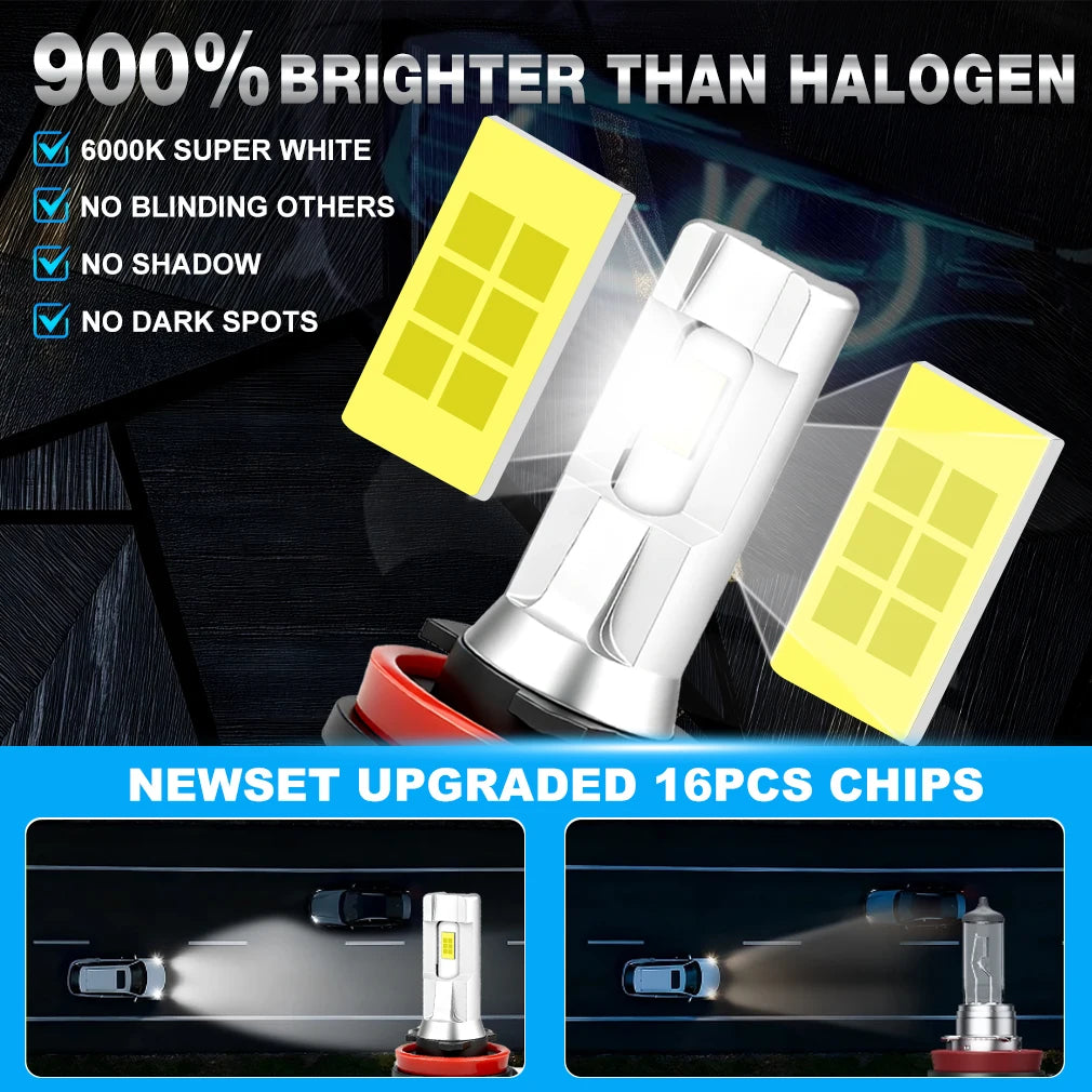 H11 LED Headlights H8 H9 9006 HB4 9005 HB3 LED Fog Light Bulb 20000LM LED Daytime Car Lamp